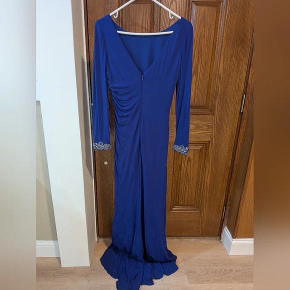 Badgley Mischka Royal Blue Long Sleeve Dress - Picture 2 of 5